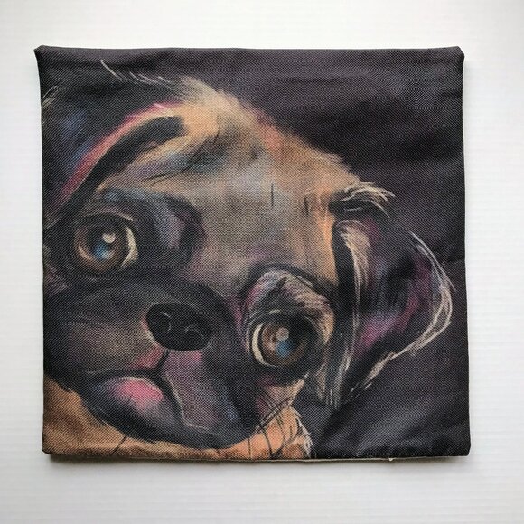 ONE dog pug pooch pup themed accent pillow cover - Picture 1 of 2